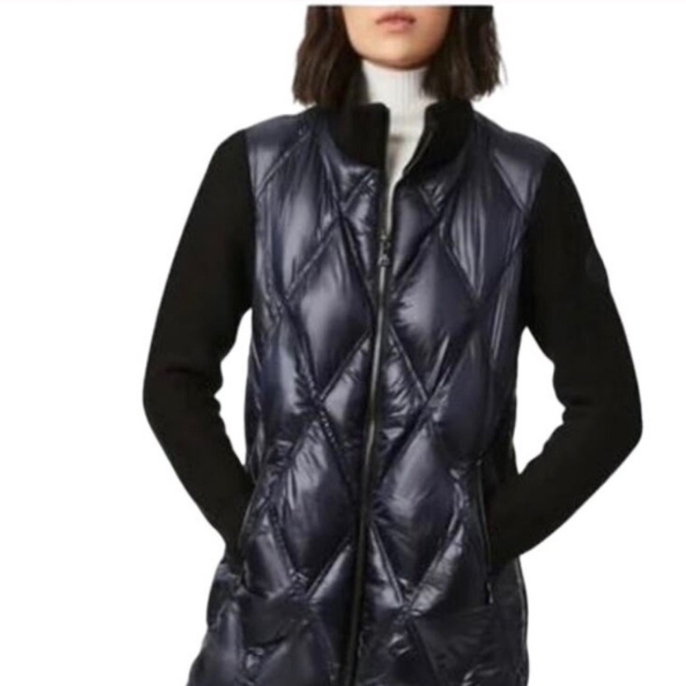 Bernardo Knit Sleeve Diamond Puffer Coat Sz XL
